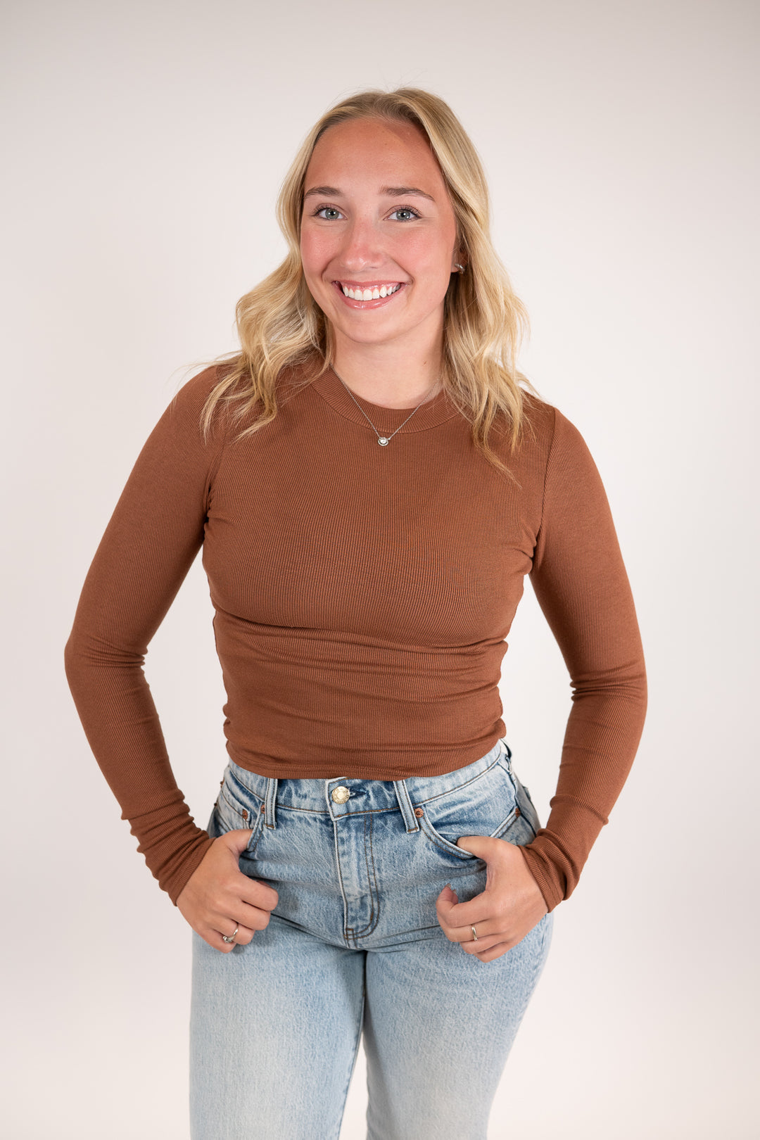 Sadie & Sage Brown Ronan Crewneck Top