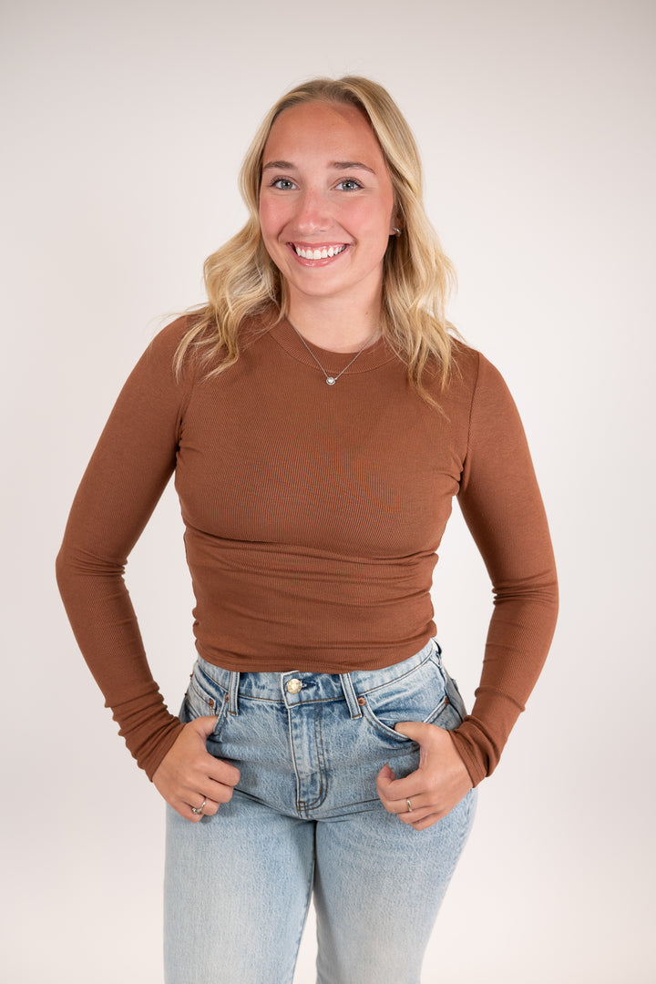 Sadie & Sage Brown Ronan Crewneck Top