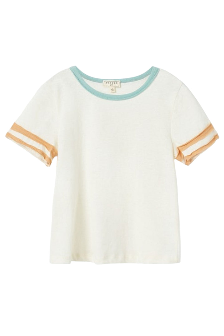Girls Blue Contrast Band Knit Tee