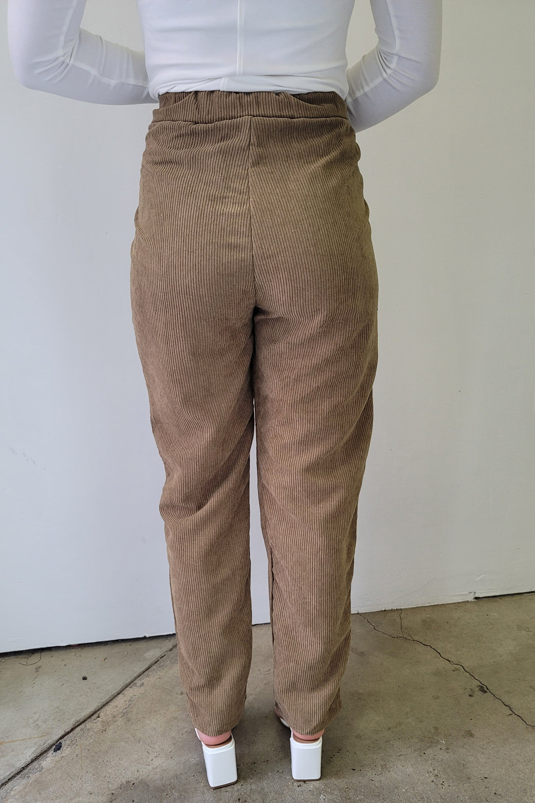 Olive High Rise Corduroy Pants