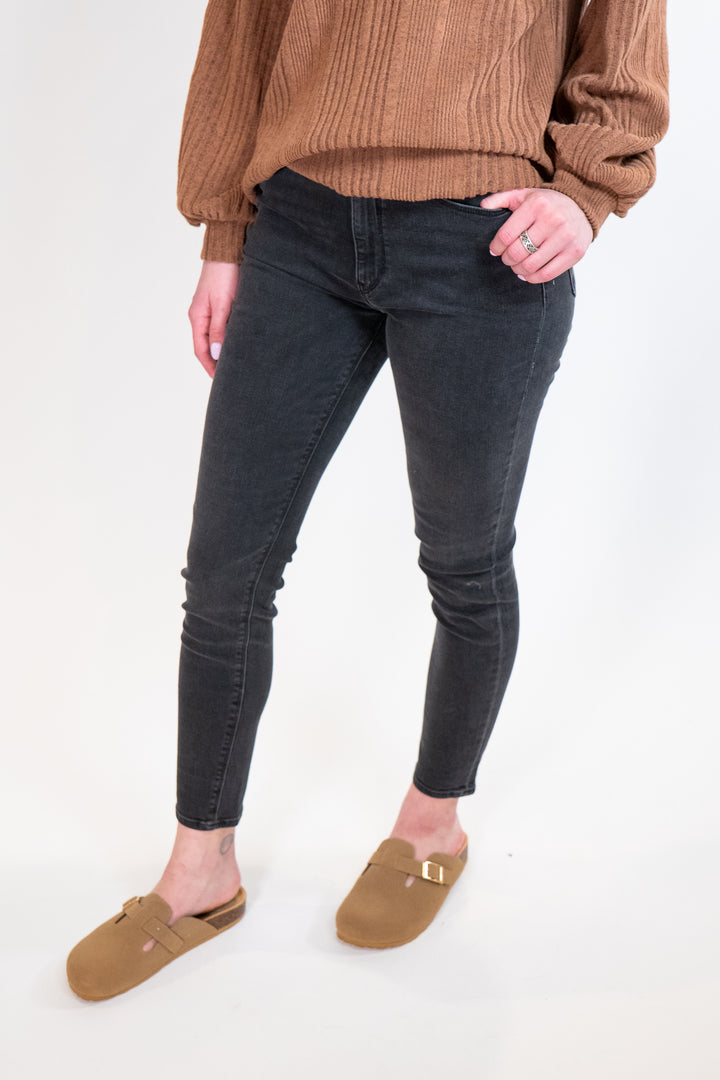 Hudson Grey Black Barbara High Waist Super Skinny Ankle Jeans