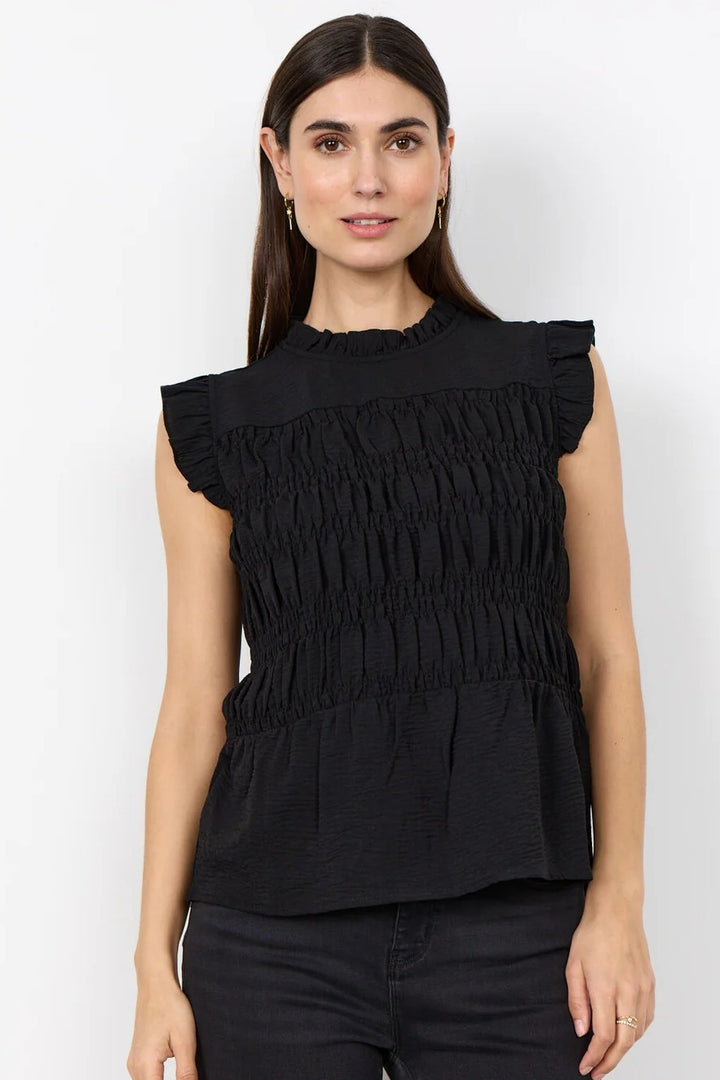 Soyaconcept Black Cath Tiered Ruffle Top