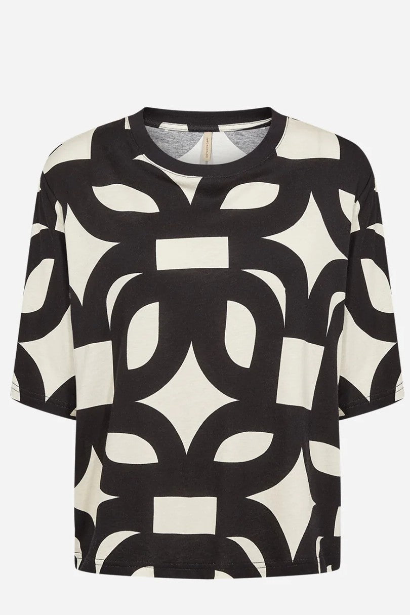 Soyaconcept Black & White Felicity Graphic Boxy Top