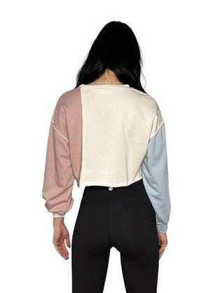 LeLis Color Block Cropped Crewneck Sweatshirt