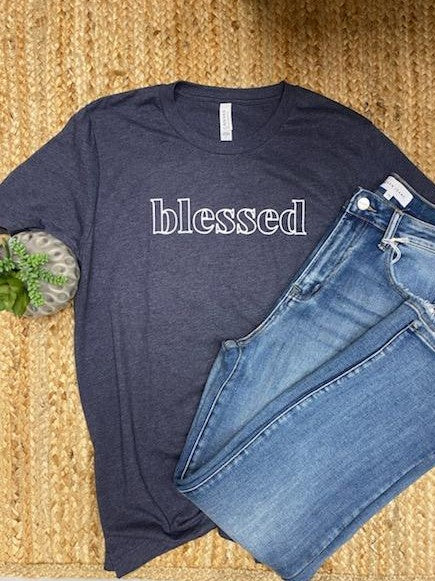 Blessed Heathered Charcoal Graphic Tee
