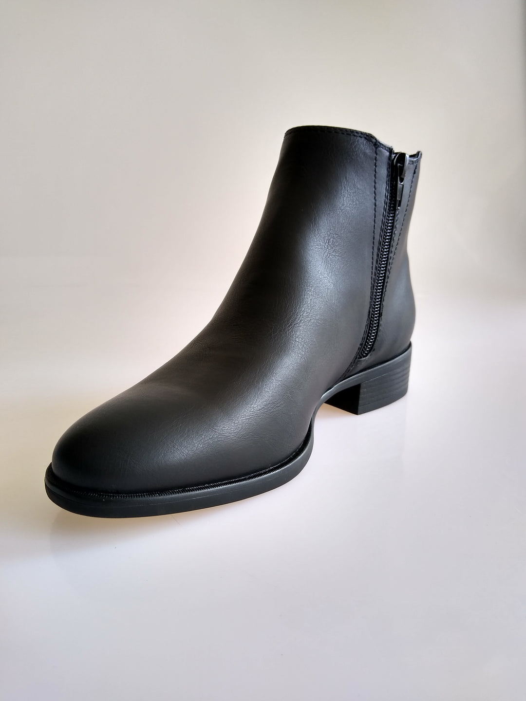 Black Faux Leather Chelsea Boot