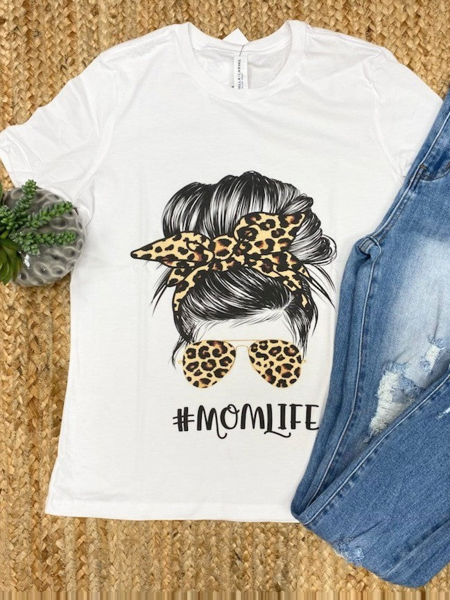 #MOMLIFE Cheetah Sunglasses White Graphic Tee