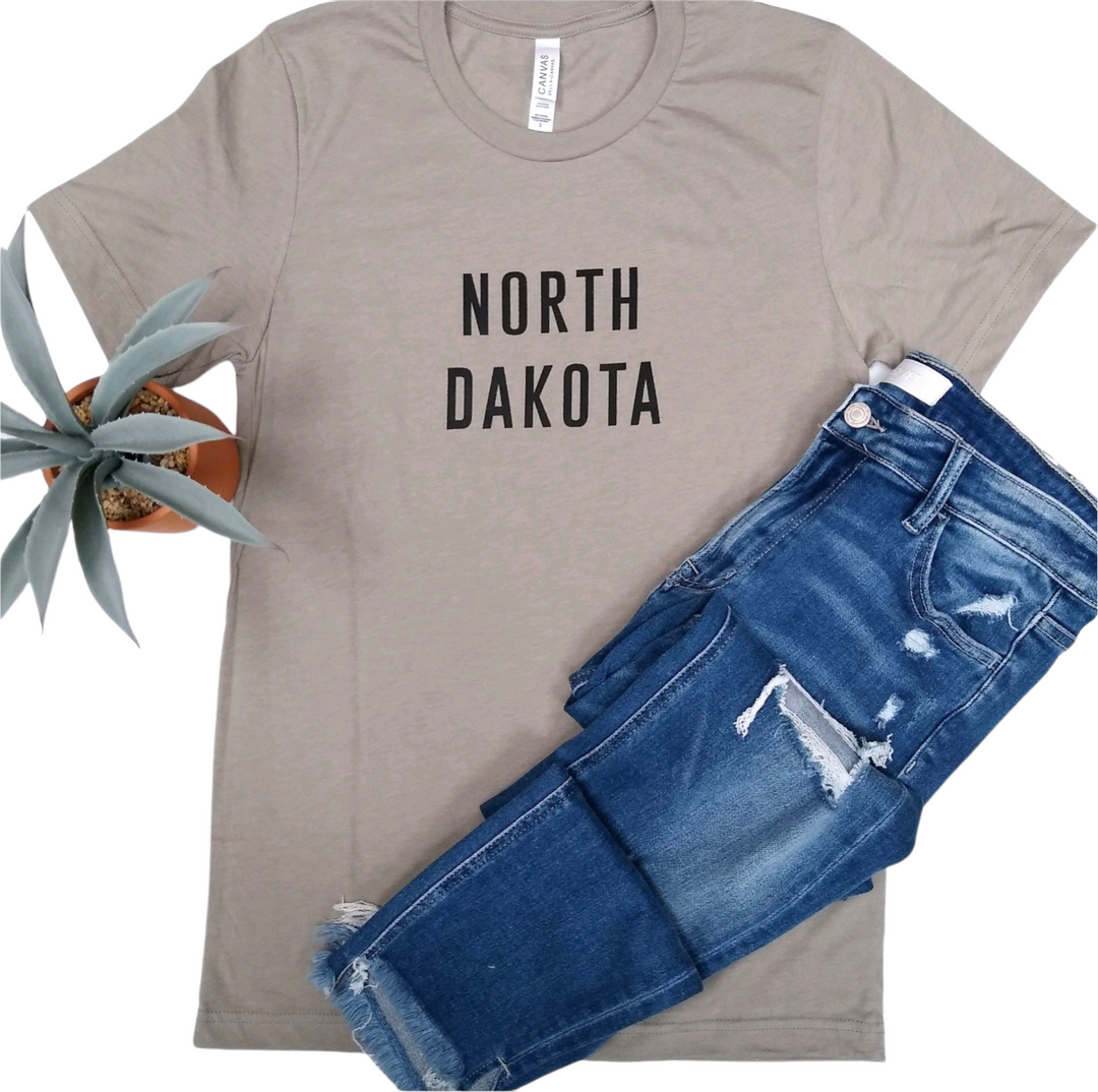 Grey North Dakota Graphic Tee T-Shirt