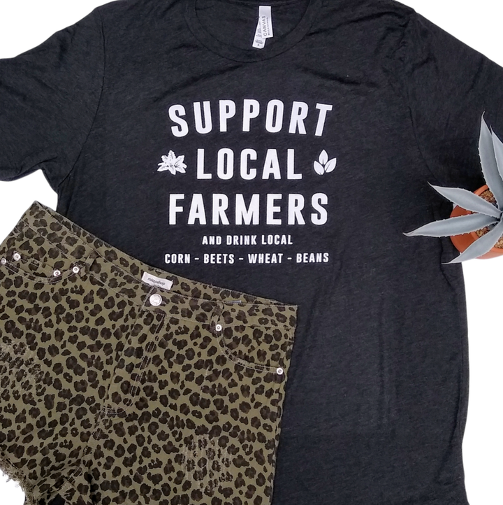 Support Local Farmers Graphic Black Tee T-Shirt