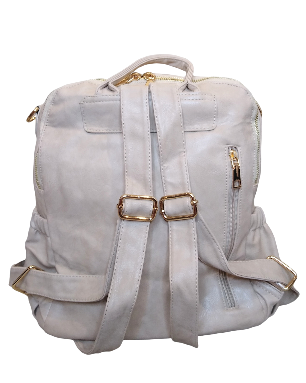 Cream Faux Leather Backpack