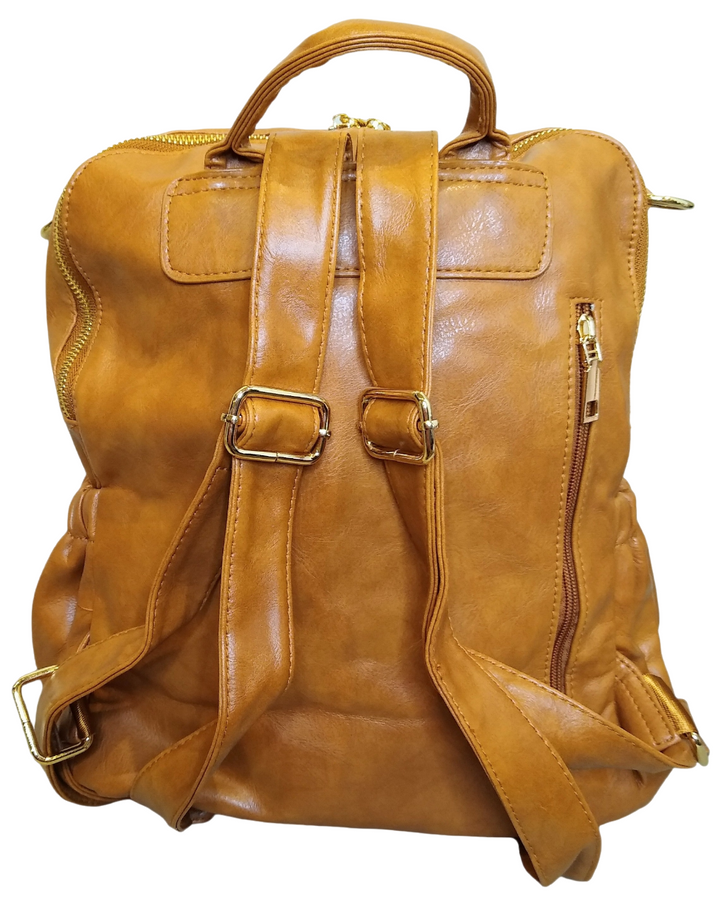 Camel Faux Leather Backpack