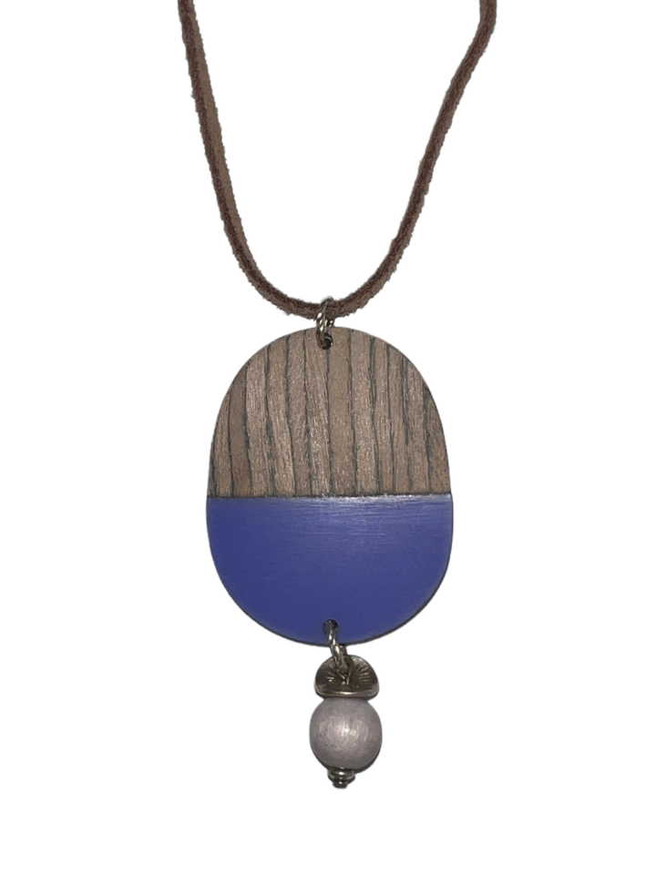 Wood and Indigo Long Necklace