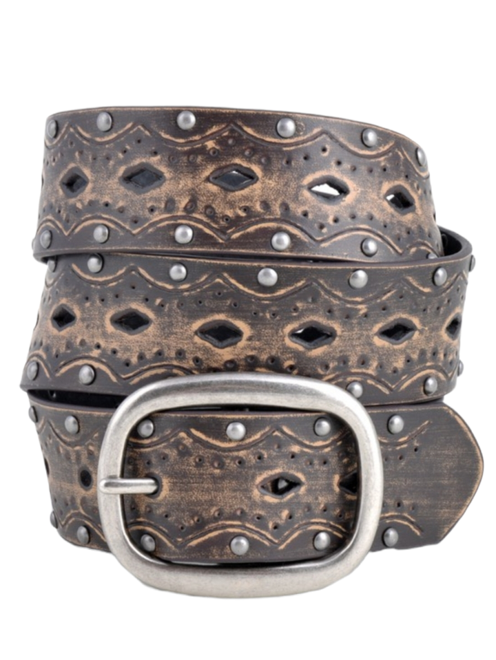 Brown Vintage Stud Distressed Belt