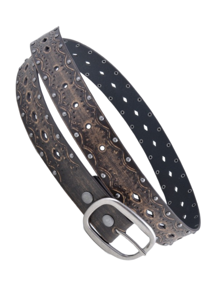 Brown Vintage Stud Distressed Belt