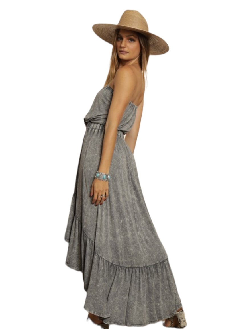 Grey Regan Ruffle Vintage Mineral Washed Dress