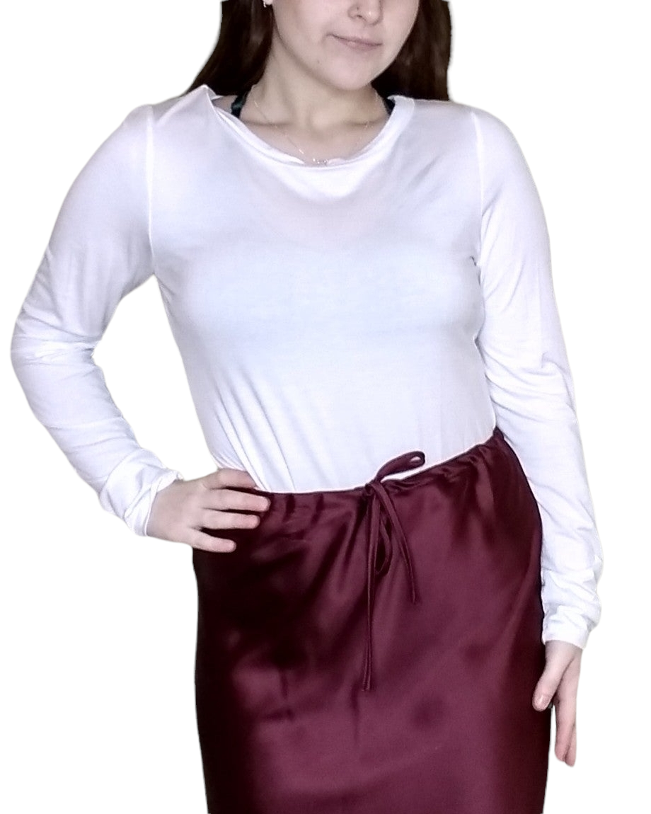White Long Sleeve Stretchy Knit Bodysuit