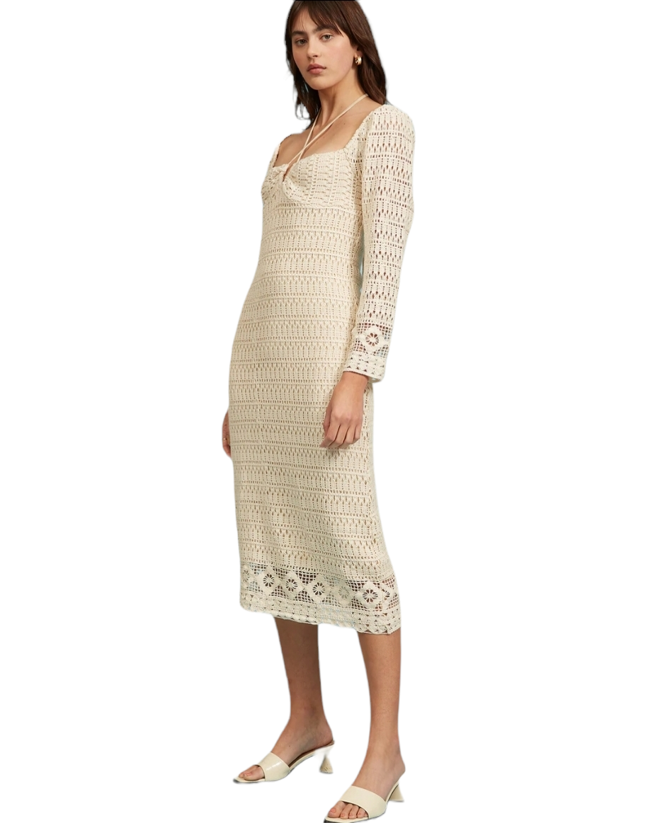 Lucy Paris Siesta Beige Crochet Dress