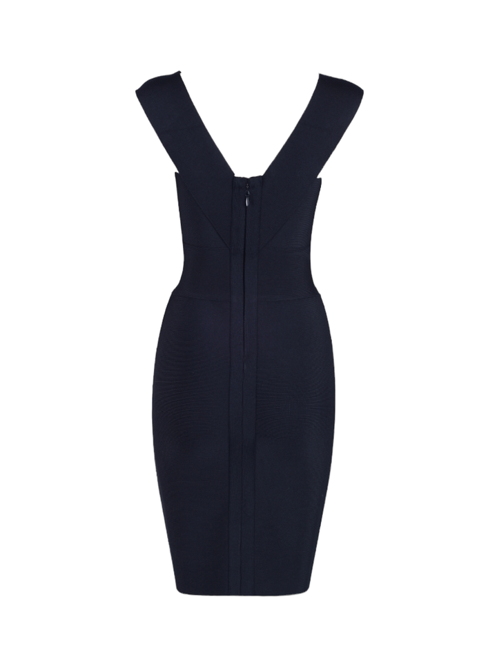Black V Neck Knee Length Bandage Dress Luscious Boutique Black V Neck Knee Length Bandage Dress Luscious Boutique