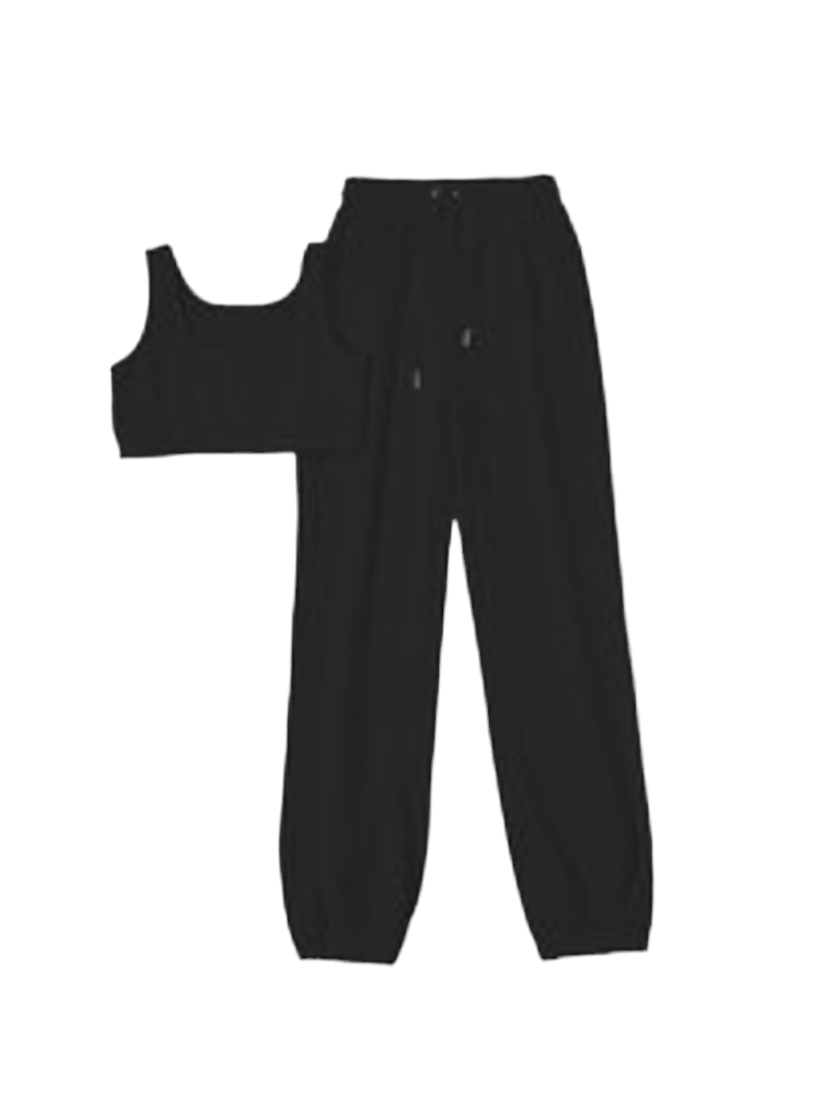 Black Sports Bra & Sweat Pants Set