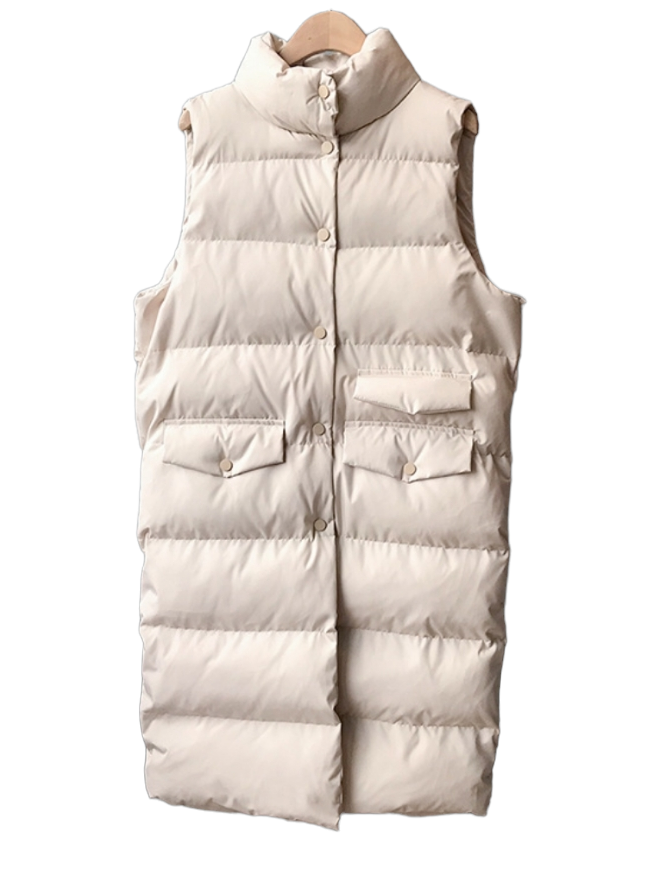 Apricot Long Relaxed Puffer Vest