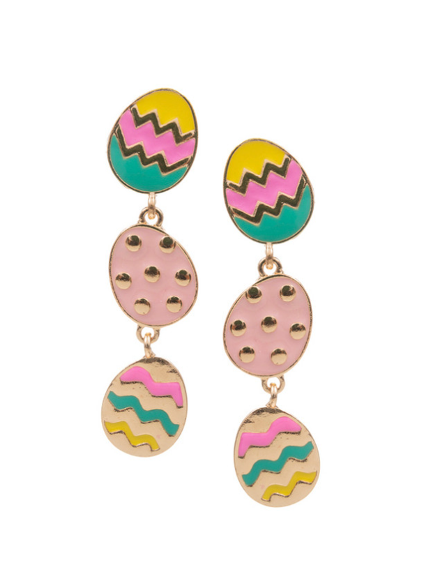 Multi Colored Enamel Egg Dangle Earrings