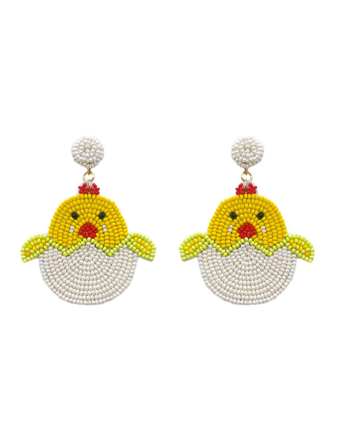 Yellow Chick Beaded Earrings