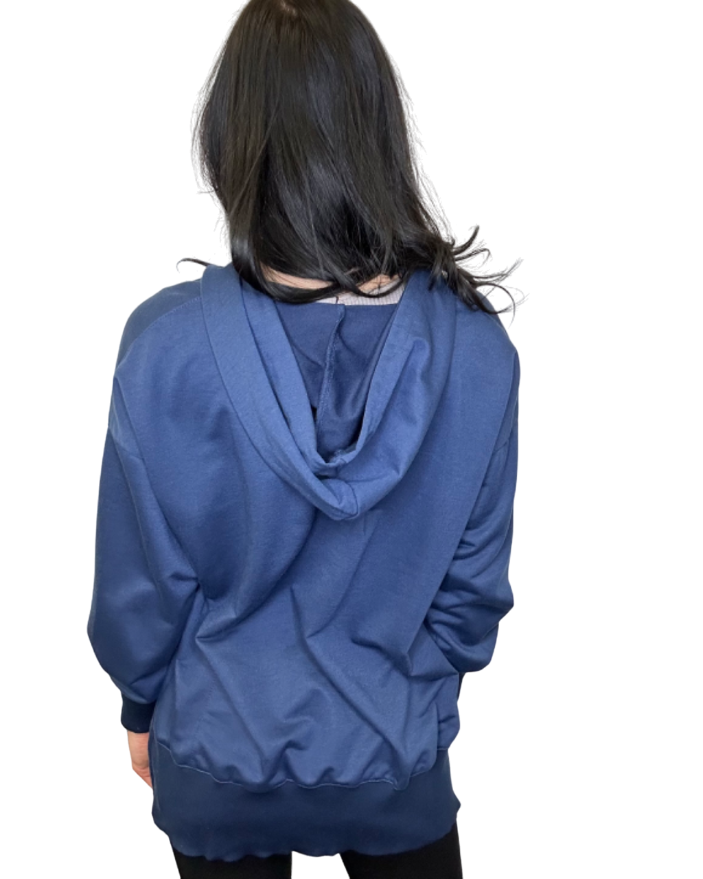 Navy Blue Washed French Terry Oversized Hoodie
