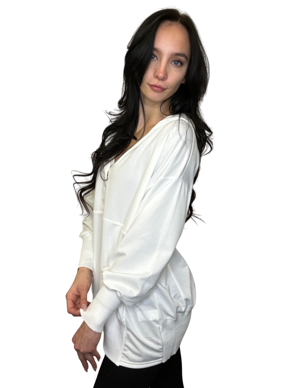 White Washed French Terry Oversized Hoodie