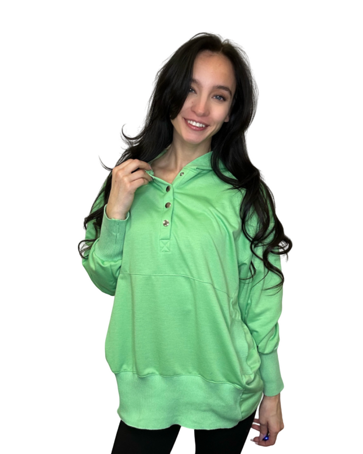 Kelly Green Washed French Terry Oversized Hoodie